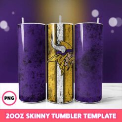 Minnesota Vikings Grunge Tumbler Wrap, 20oz Skinny Tumbler Wrap