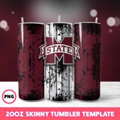 Mississippi State Grunge Tumbler Wrap, 20oz Skinny Tumbler Wrap