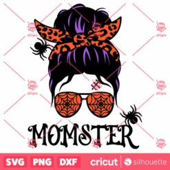 Momster Messy Bun SVG PNG File Mama Halloween SVG