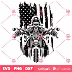 Motor Cycle Skull With Helmet American Flag SVG