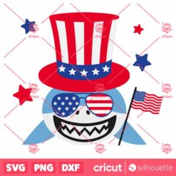 Patriotic Shark SVG 4th Of July American Flag SVG