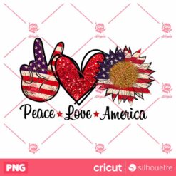 Peace Love America PNG Sublimation 4Th Of July PNG