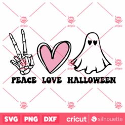 Peace Love Halloween SVG PNG Cute GhostSVG