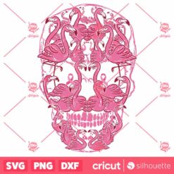 Pink Flamingo Skull BreastCancer Awareness Halloween SVG