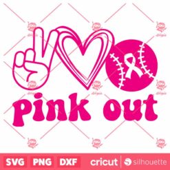 Pink Out Baseball SVG BreastCancer Awareness Pink Ribbon SVG