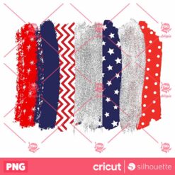 Red White Blue Brush Strokes Patriotic Stars Chevron Dots Pattern PNG