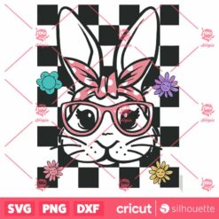 Retro Bunny Bandana SVG, Cute Bunny With Bandana And Glasses SVG, Cute Bunny SVG