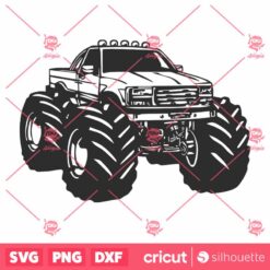 Retro Cartoon Monster Truck Vector SVG