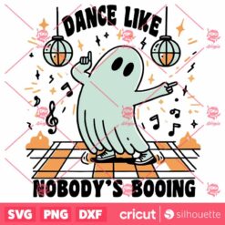 Retro Cute Ghost Halloween SVG, Dance Like NobodyS Booing SVG, Spooky Vibes Ghost Dance SVG, Trendy Fall Vibes SVG