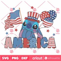 Retro Disney Stitch America SVG