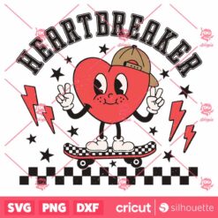 Retro Heart Breaker Happy Valentines Day SVG