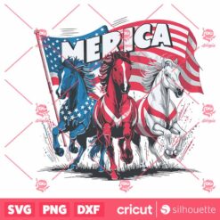 Retro Merica Horse Usa Flag SVG