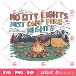 Retro Summer No City Lights Just Camp Fire Nights SVG