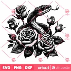 Roses And Snake SVG Tattoo Style SVG