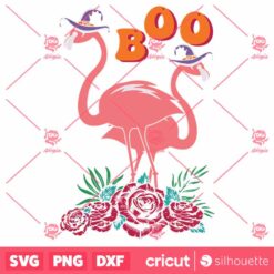 Scary Spooky Halloween Flamingo Roses Boo SVG