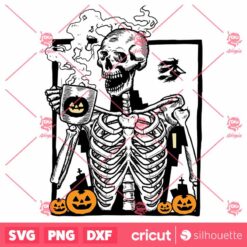 Skeleton Pumpkin Coffee SVG Skeleton Coffee SVG