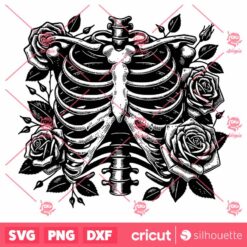 Skeleton Rib Cage SVG Skeleton Roses SVG