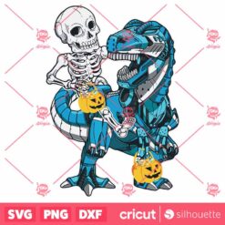 Skeleton Riding Robot Halloween T Rex Costume SVG