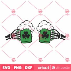 Skeleton Shamrock Drinking SVG stPatricks Day Skeleton Hands SVG