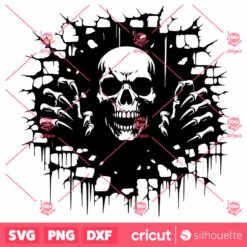 Skull In The Wall SVG Skeleton Digital Download Funny Spooky SVG