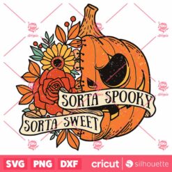 Sorta Sweet Sorta Spooky Flower Pumpkin Halloween SVG