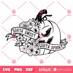 Sorta Sweet Sorta Spooky SVG Flower Pumpkin Bw Design SVG