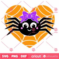 Spider Girl In A Heart Net SVG Cute Spider With Bow T Shirt Design Cut Files