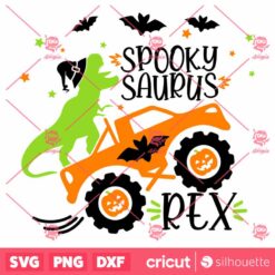 Spooky Saurus Rex SVG Halloweens T Rex Riding A Monster Truck SVG