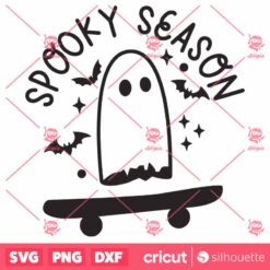 Spooky Season SVG, Halloween SVG, Halloween Shirt SVG, Spooky Vibes SVG, Ghost Skateboard Trendy SVG