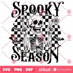 Spooky Season Skeleton SVG, PNG Retro Halloween SVG, Funny Skeleton SVG