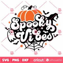 Spooky Vibes SVG Funny Halloween Retro Trendy Witchy Fall SVG