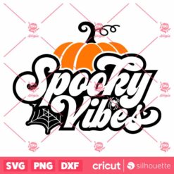 Spooky Vibes SVG Halloween Retro Style With Pumpkin Design SVG