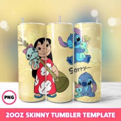 Stitch Movie Tumbler Wrap, Disney Tumbler Wrap 88, 20oz Skinny T