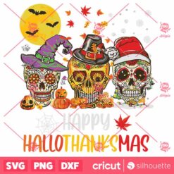 Sugar Skull Skeleton Halloween Costume Happy Hallothankmas SVG