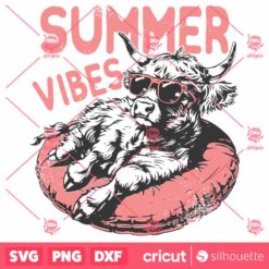 Summer Vibes SVG Highland Cow Design SVG