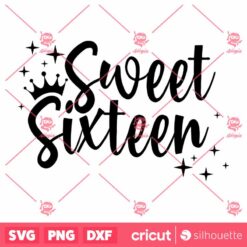 Sweet Sixteen SVG Sweet 16 Crown T Shirt SVG