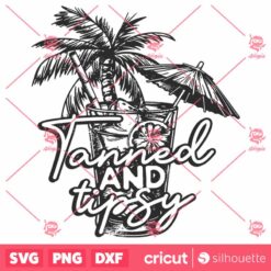 Tanned And Tipsy SVG Summer Vector Design Retro Beach Shirt SVG