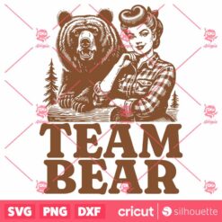 Team Bear SVG Bear Pin Up Woman Trending Design Digital Design For Tshirt Sweater Tote Bags Vintage SVG