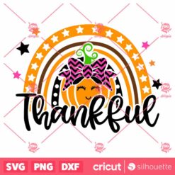 Thankful Rainbow SVG Thanksgiving Pumpkin Face T Shirt Design SVG