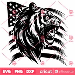 Tiger SVG, Tiger Head With USA Flag SVG, Tiger Face SVG, American Flag SVG, Tiger Shirt Design