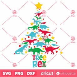 Tree Rex SVG Christmas Dinosaur T Rex Tree SVG