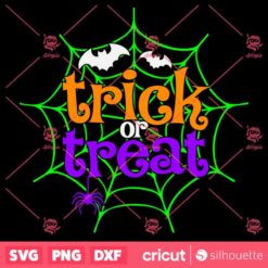 Trick Or Treat SVG Halloween Spider Net And Bats SVG