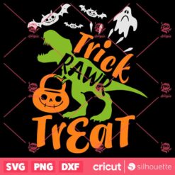 Trick Rawr Treat SVG Halloweens T Rex Dinosaur With Pumpkin SVG