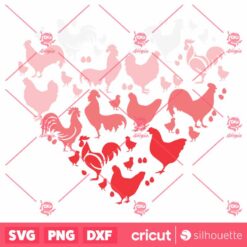 Valentine Day Chicken Heart Funny Animal Farmer Lover Gifts SVG