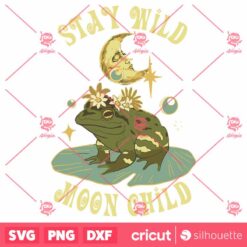 Vintage Cottagecore Moon Child Frog Fall SVG