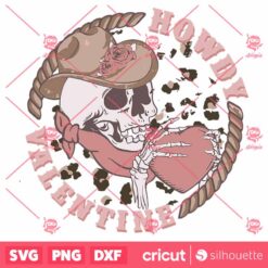 Vintage Howdy Valentine Skull Skeleton SVG