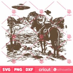 Vintage Rodeo Cowboy Ufo Western SVG