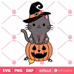 Witch Cat Pumpkin SVG Halloween Cat SVG