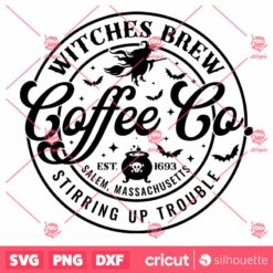 Witches Brew Coffee Co Stirring Up Trouble SVG Halloween T Shirt Design SVG