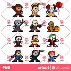 80s Retro Halloween Horror Movies Villains Characters PNG